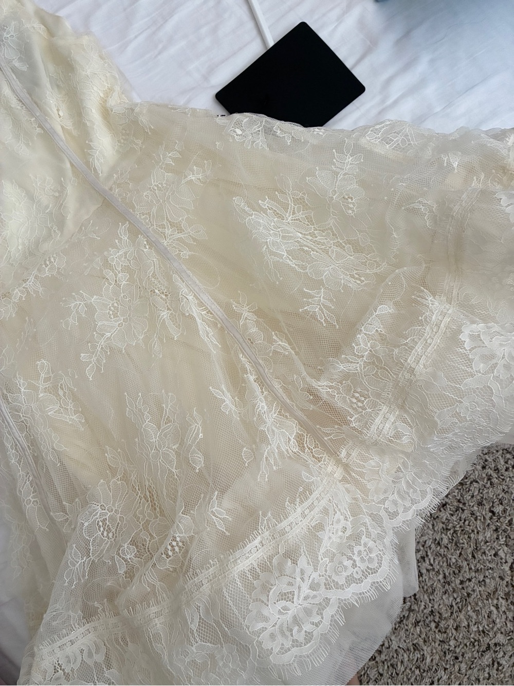 Lulus Charmaine Cream Lace Sleeveless Skater Mini Dress White - Size S - Picture 4 of 6